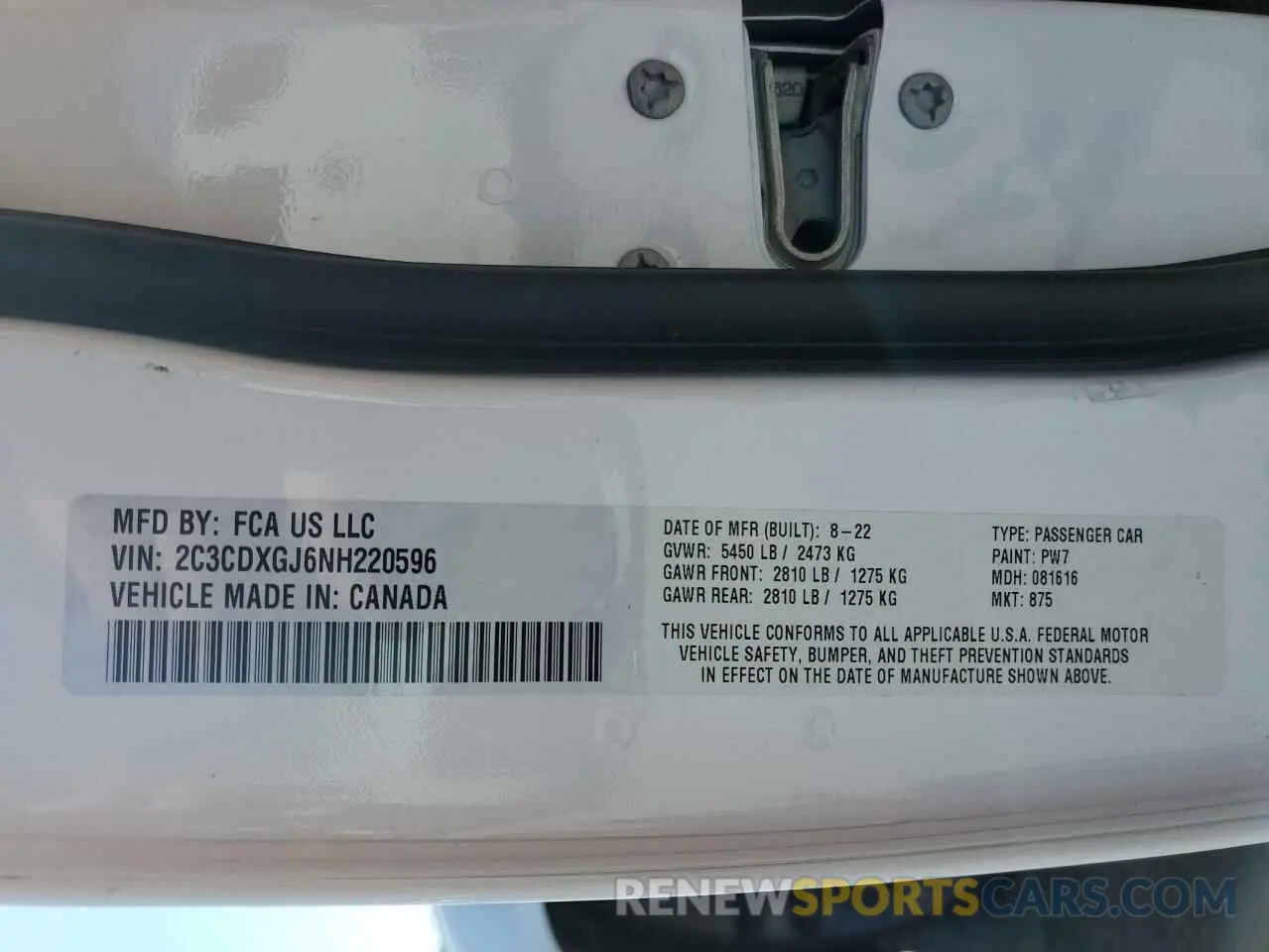 13 Photograph of a damaged car 2C3CDXGJ6NH220596 DODGE CHARGER 2022