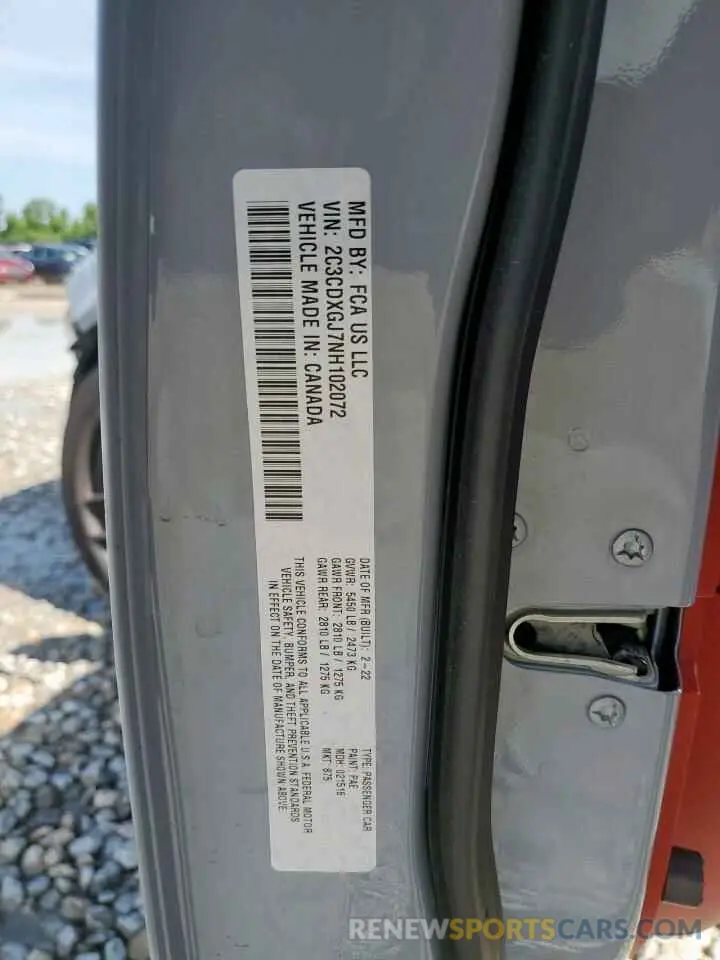 13 Photograph of a damaged car 2C3CDXGJ7NH102072 DODGE CHARGER 2022