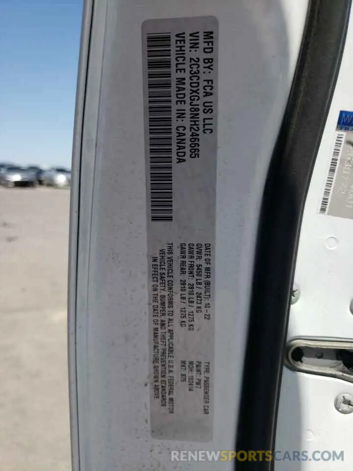 12 Photograph of a damaged car 2C3CDXGJ8NH246665 DODGE CHARGER 2022