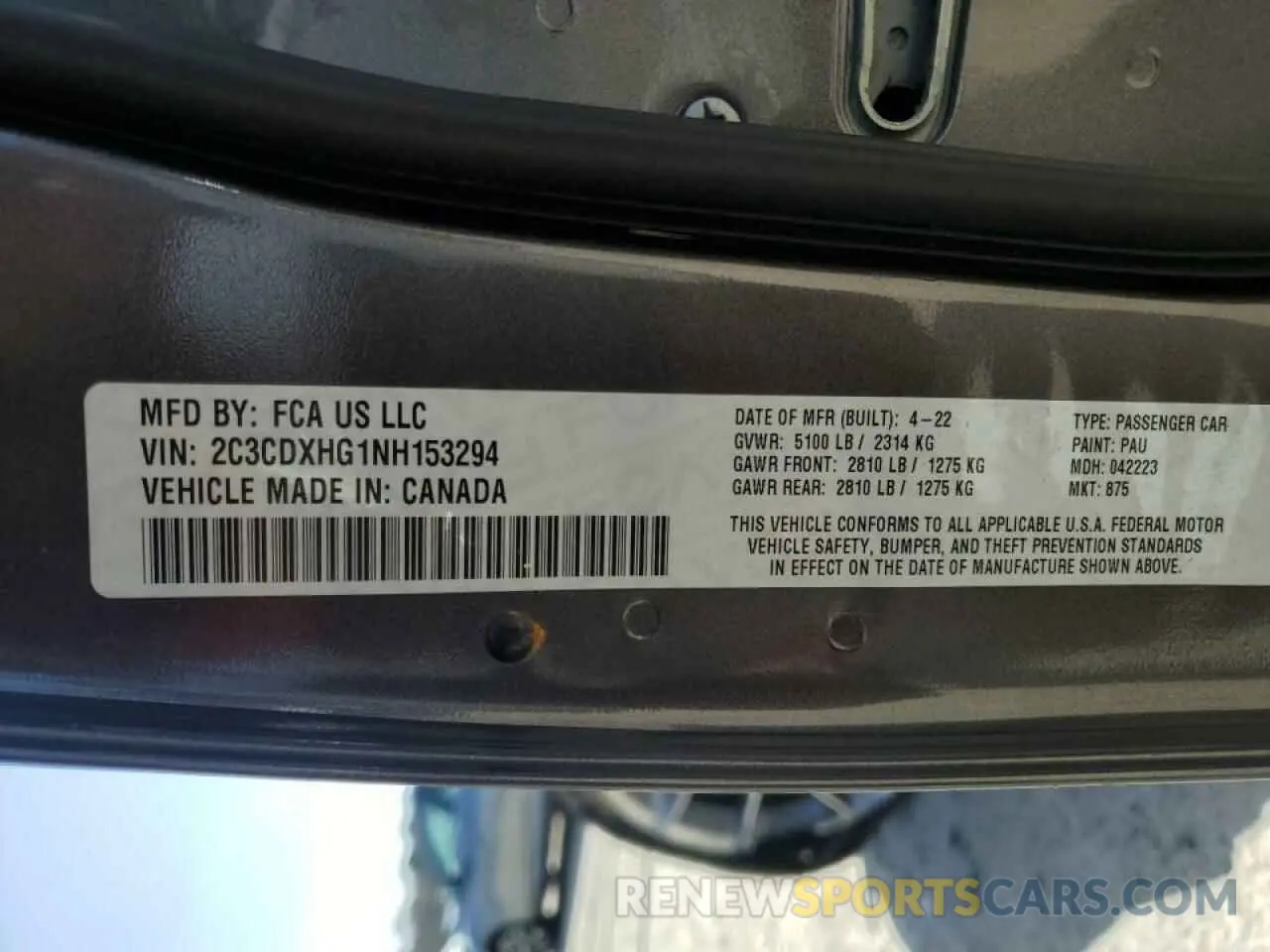 12 Photograph of a damaged car 2C3CDXHG1NH153294 DODGE CHARGER 2022