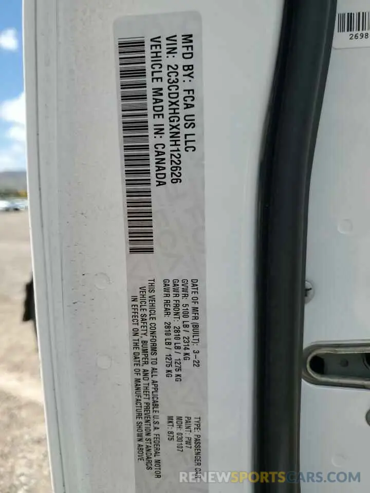 13 Photograph of a damaged car 2C3CDXHGXNH122626 DODGE CHARGER 2022