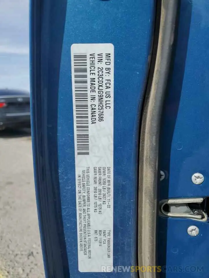 13 Photograph of a damaged car 2C3CDXJG9NH257686 DODGE CHARGER 2022