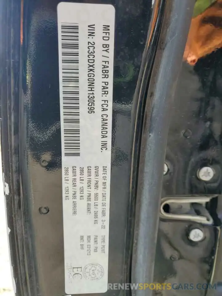 13 Photograph of a damaged car 2C3CDXKG0NH130596 DODGE CHARGER 2022
