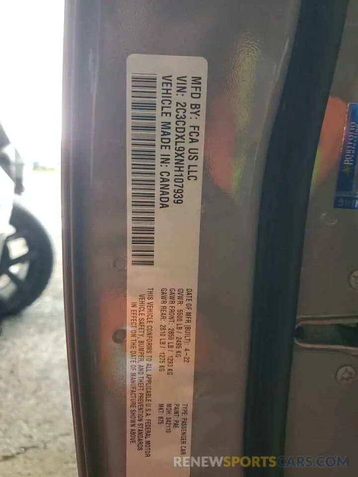 14 Photograph of a damaged car 2C3CDXL9XNH107939 DODGE CHARGER 2022