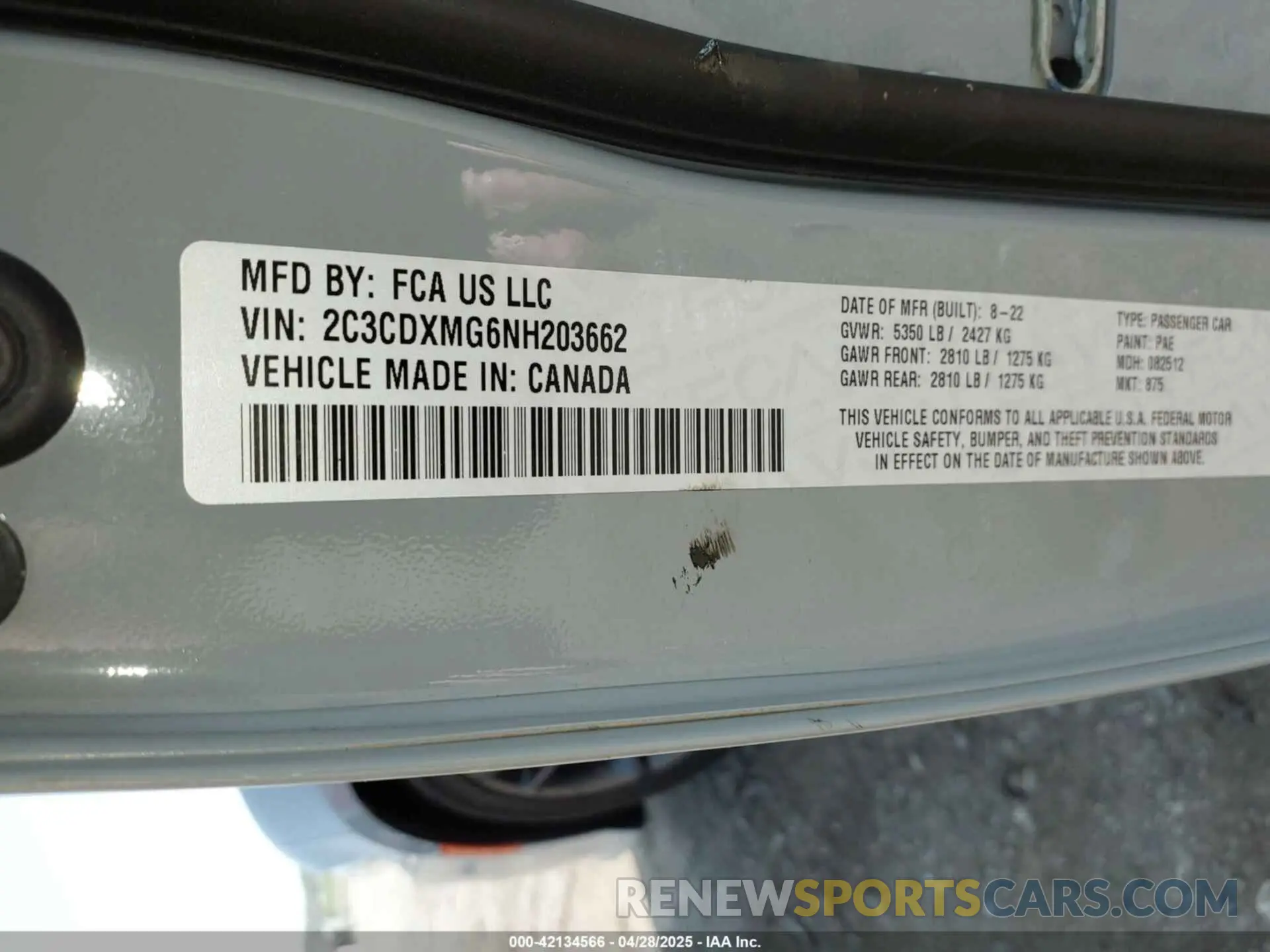 9 Photograph of a damaged car 2C3CDXMG6NH203662 DODGE CHARGER 2022