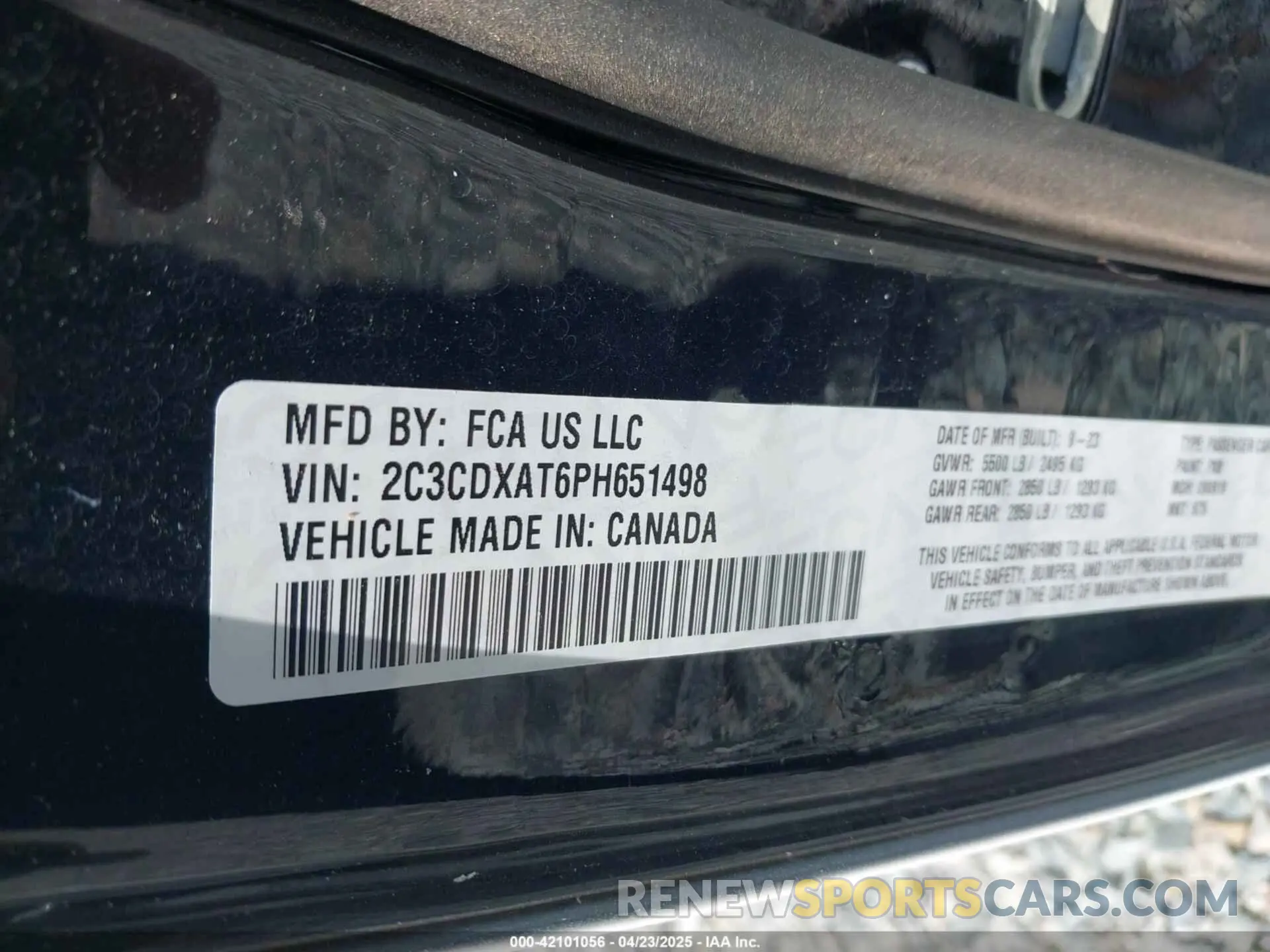 9 Photograph of a damaged car 2C3CDXAT6PH651498 DODGE CHARGER 2023