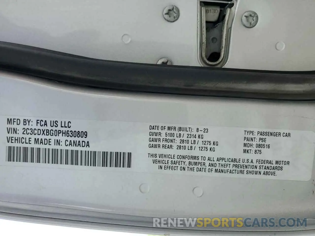 12 Photograph of a damaged car 2C3CDXBG0PH630809 DODGE CHARGER 2023