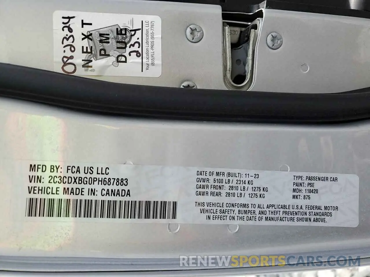 12 Photograph of a damaged car 2C3CDXBG0PH687883 DODGE CHARGER 2023