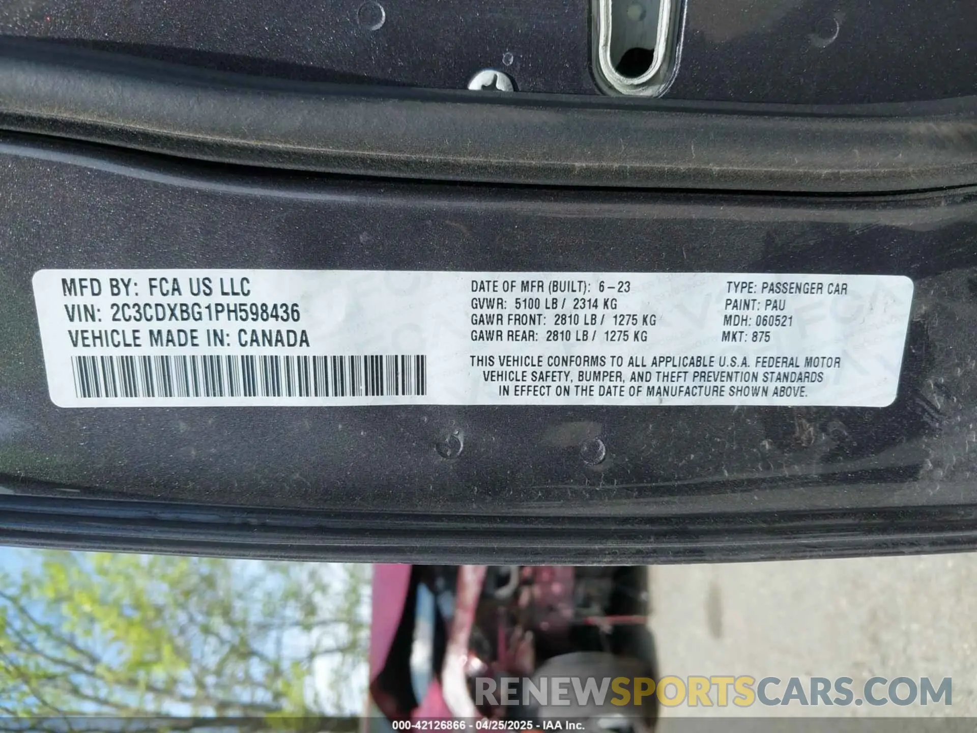 9 Photograph of a damaged car 2C3CDXBG1PH598436 DODGE CHARGER 2023