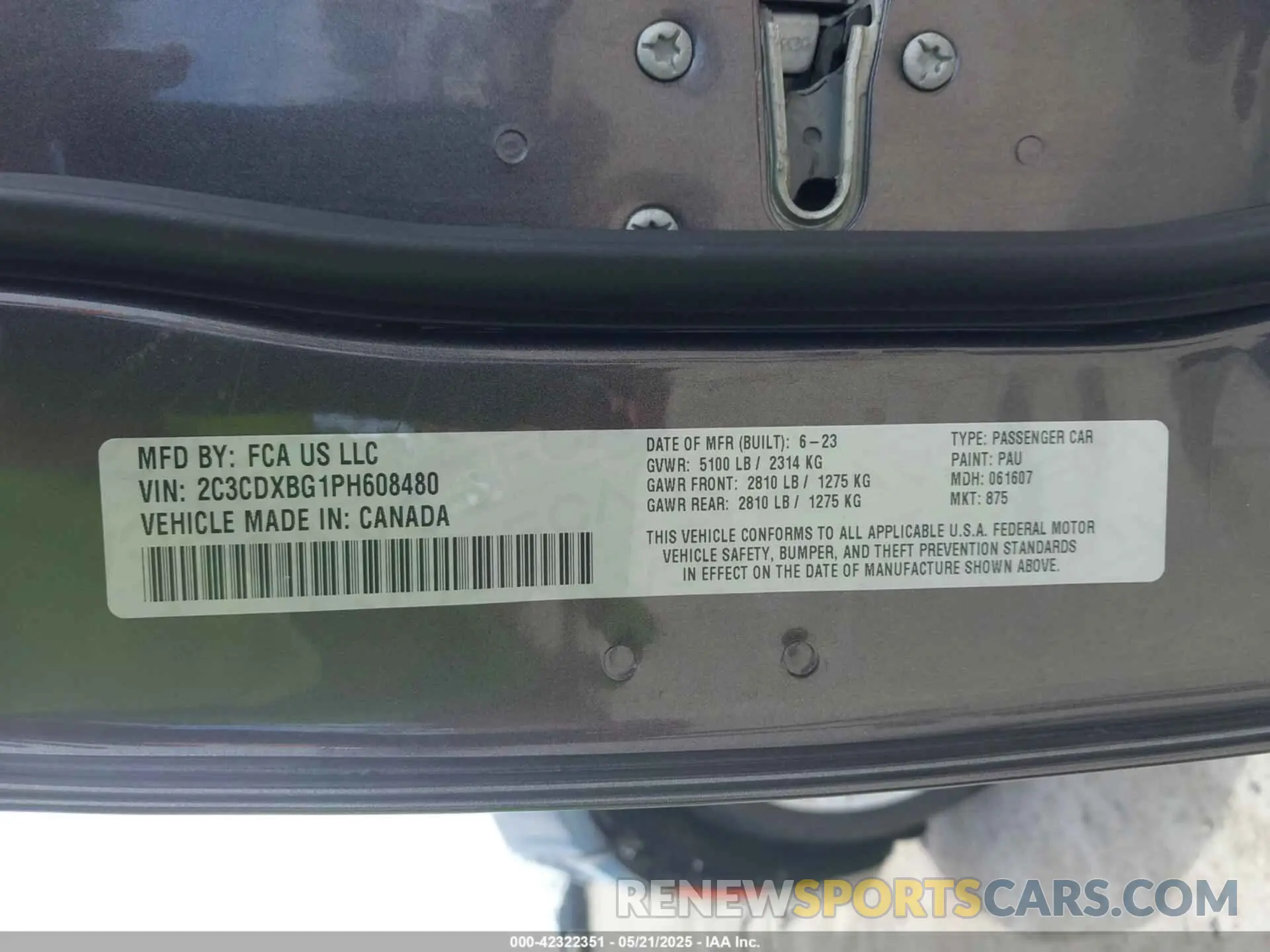 9 Photograph of a damaged car 2C3CDXBG1PH608480 DODGE CHARGER 2023