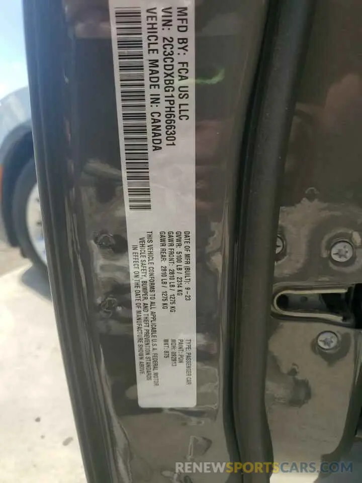 12 Photograph of a damaged car 2C3CDXBG1PH666301 DODGE CHARGER 2023