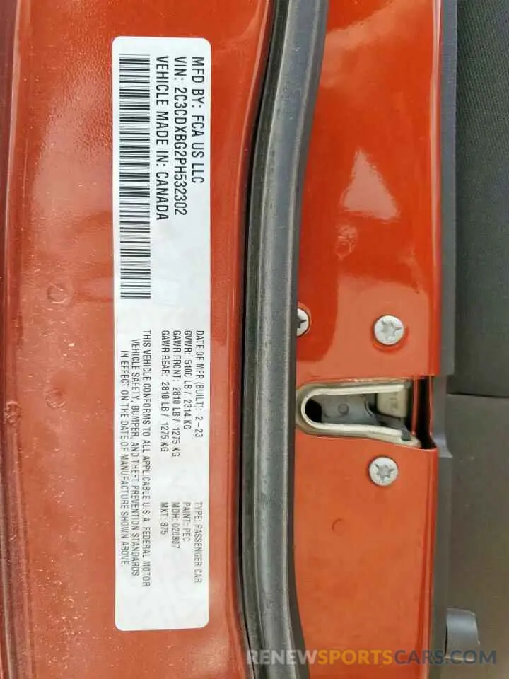 12 Photograph of a damaged car 2C3CDXBG2PH532302 DODGE CHARGER 2023