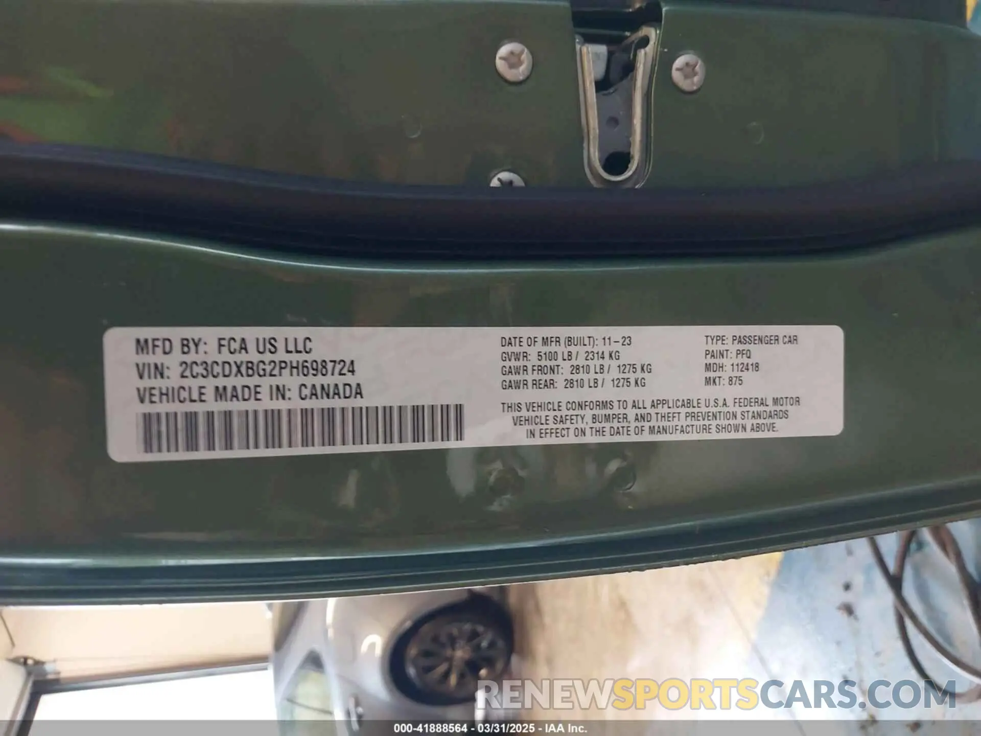 9 Photograph of a damaged car 2C3CDXBG2PH698724 DODGE CHARGER 2023