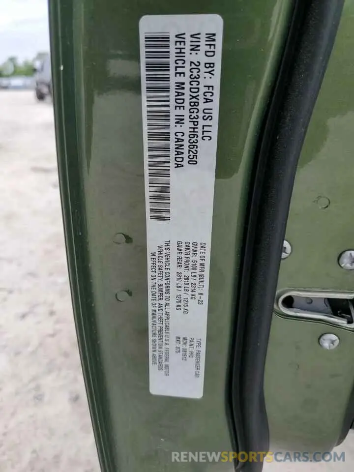 12 Photograph of a damaged car 2C3CDXBG3PH636250 DODGE CHARGER 2023