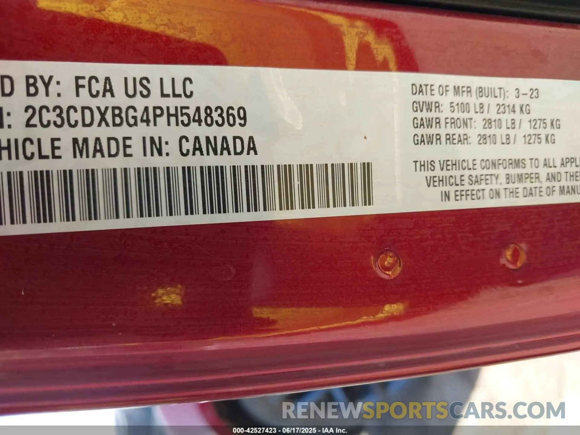 9 Photograph of a damaged car 2C3CDXBG4PH548369 DODGE CHARGER 2023