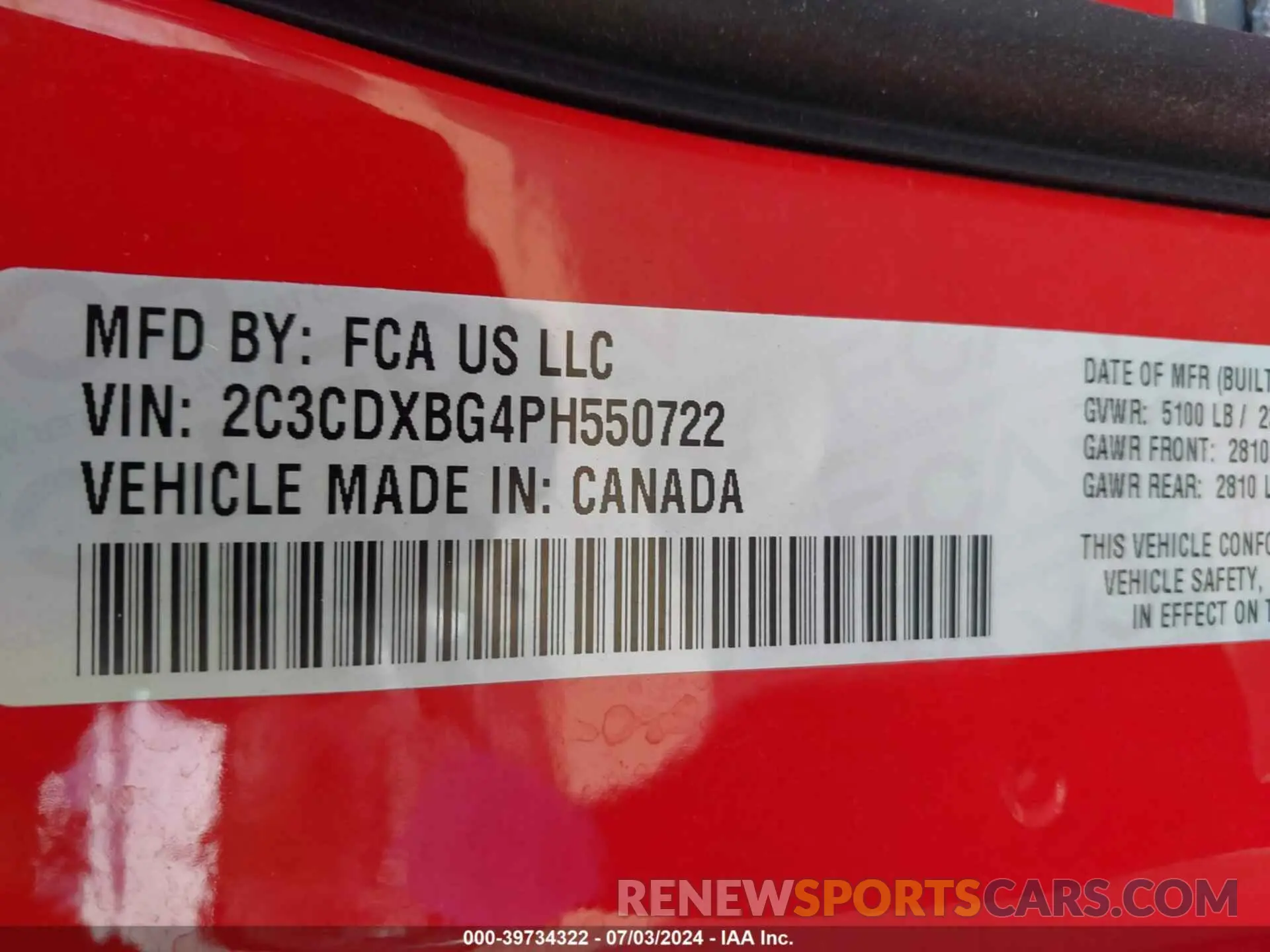 9 Photograph of a damaged car 2C3CDXBG4PH550722 DODGE CHARGER 2023