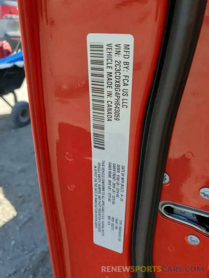 13 Photograph of a damaged car 2C3CDXBG4PH643059 DODGE CHARGER 2023