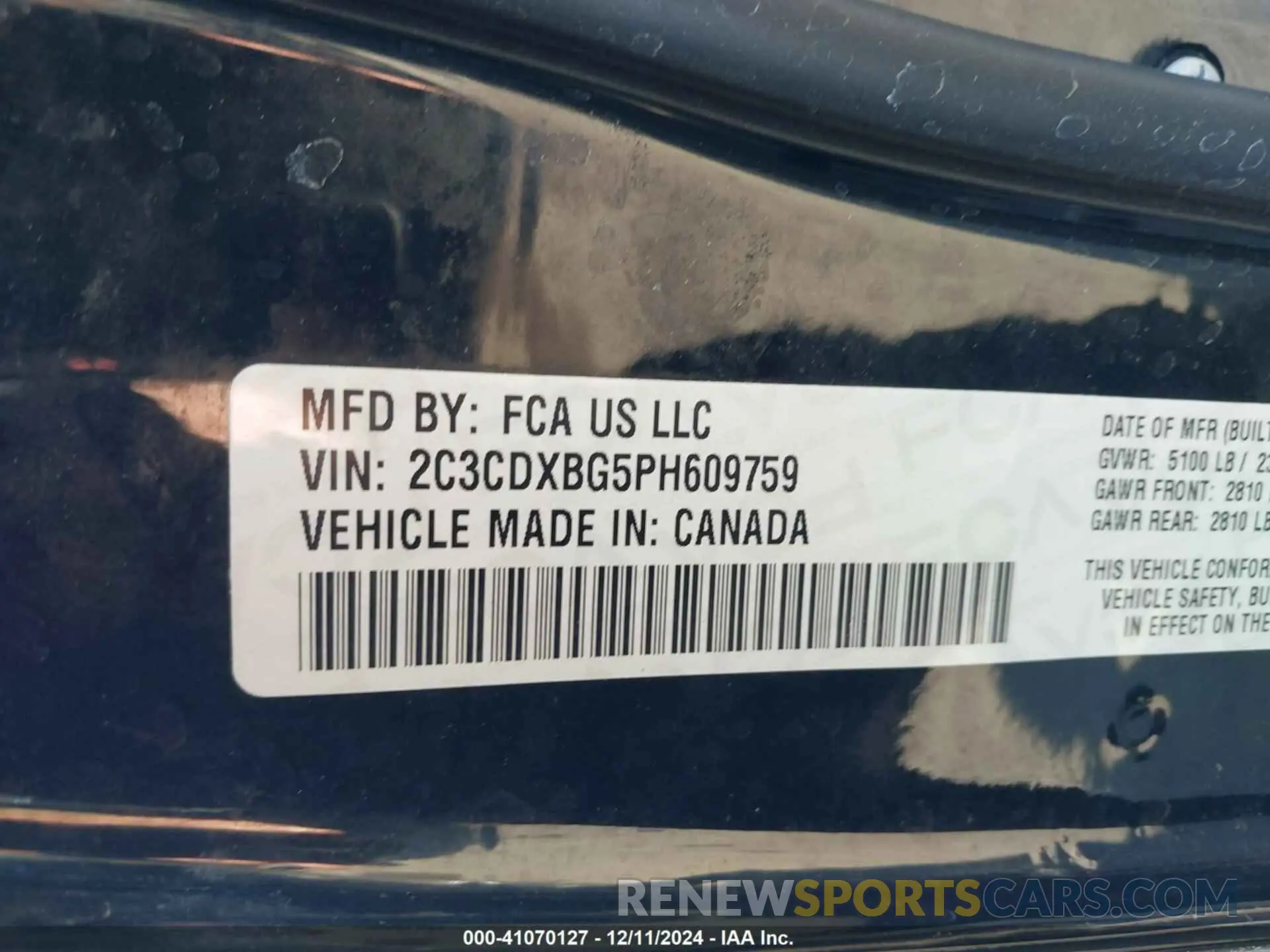 9 Photograph of a damaged car 2C3CDXBG5PH609759 DODGE CHARGER 2023