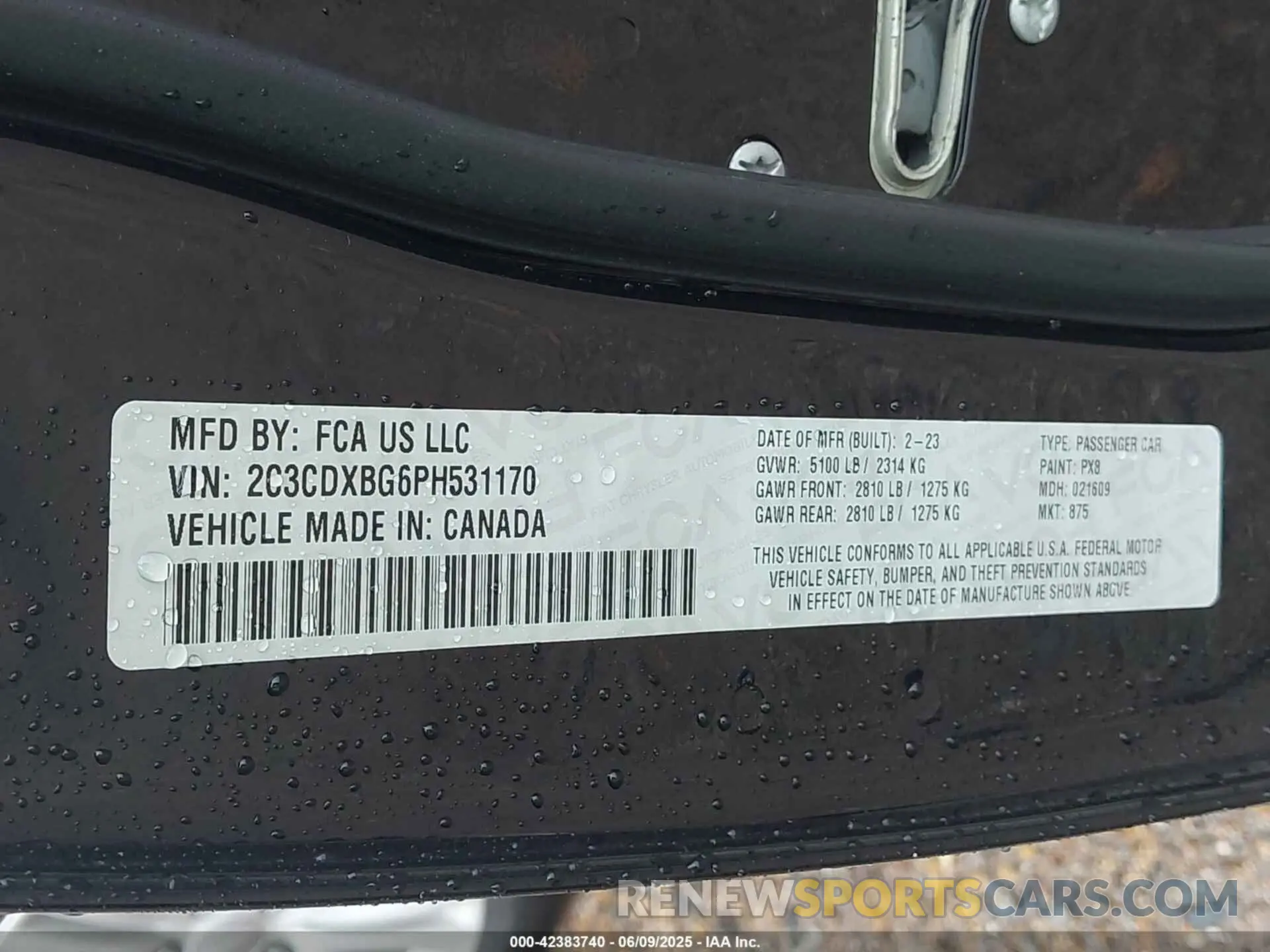9 Photograph of a damaged car 2C3CDXBG6PH531170 DODGE CHARGER 2023
