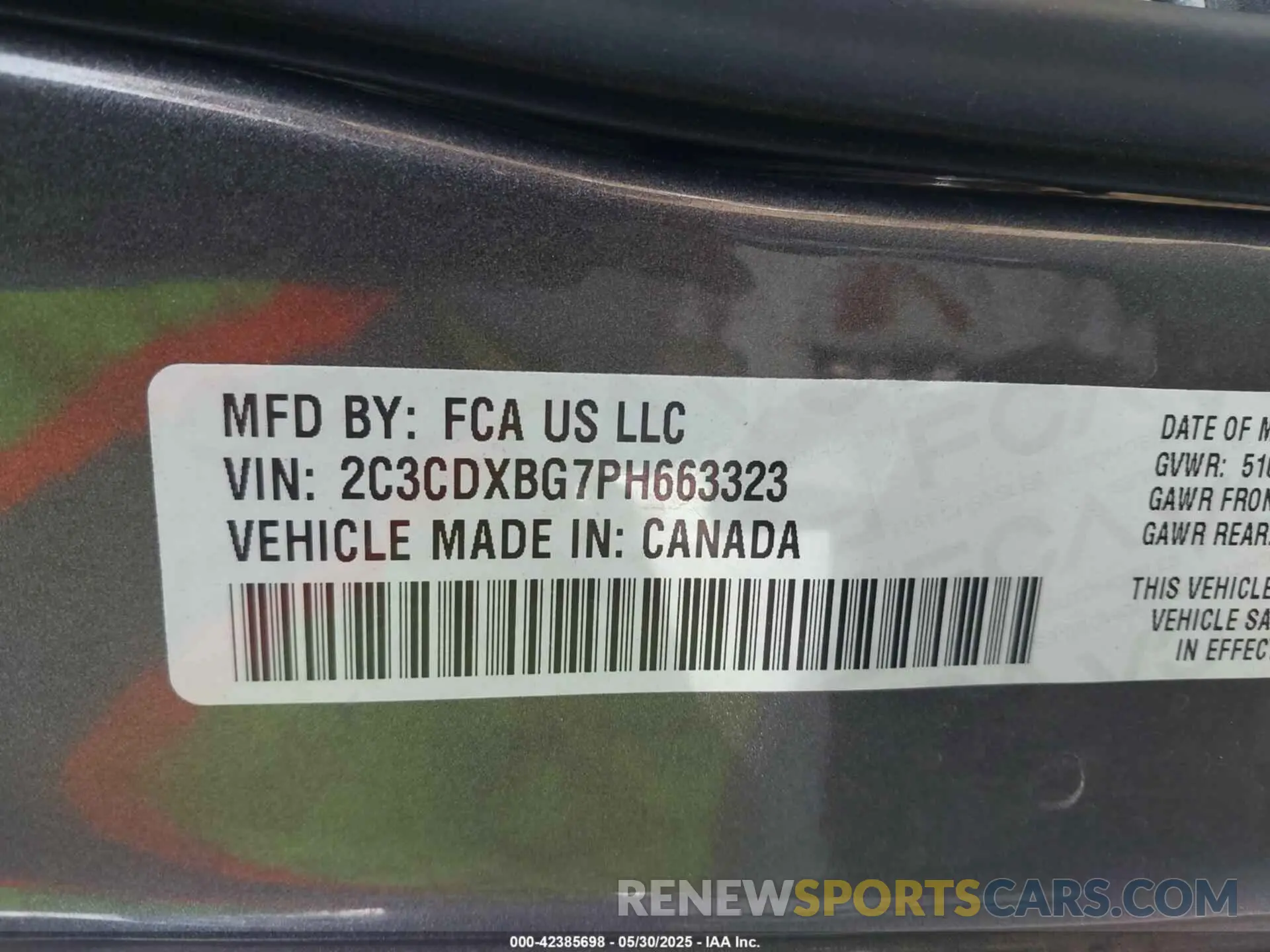 9 Photograph of a damaged car 2C3CDXBG7PH663323 DODGE CHARGER 2023