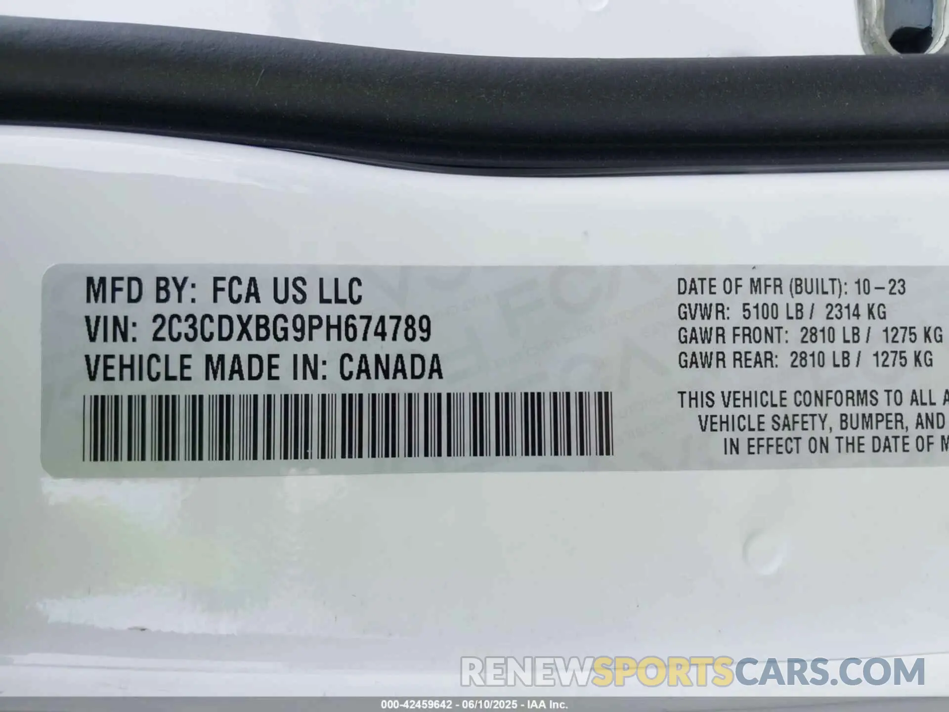 9 Photograph of a damaged car 2C3CDXBG9PH674789 DODGE CHARGER 2023