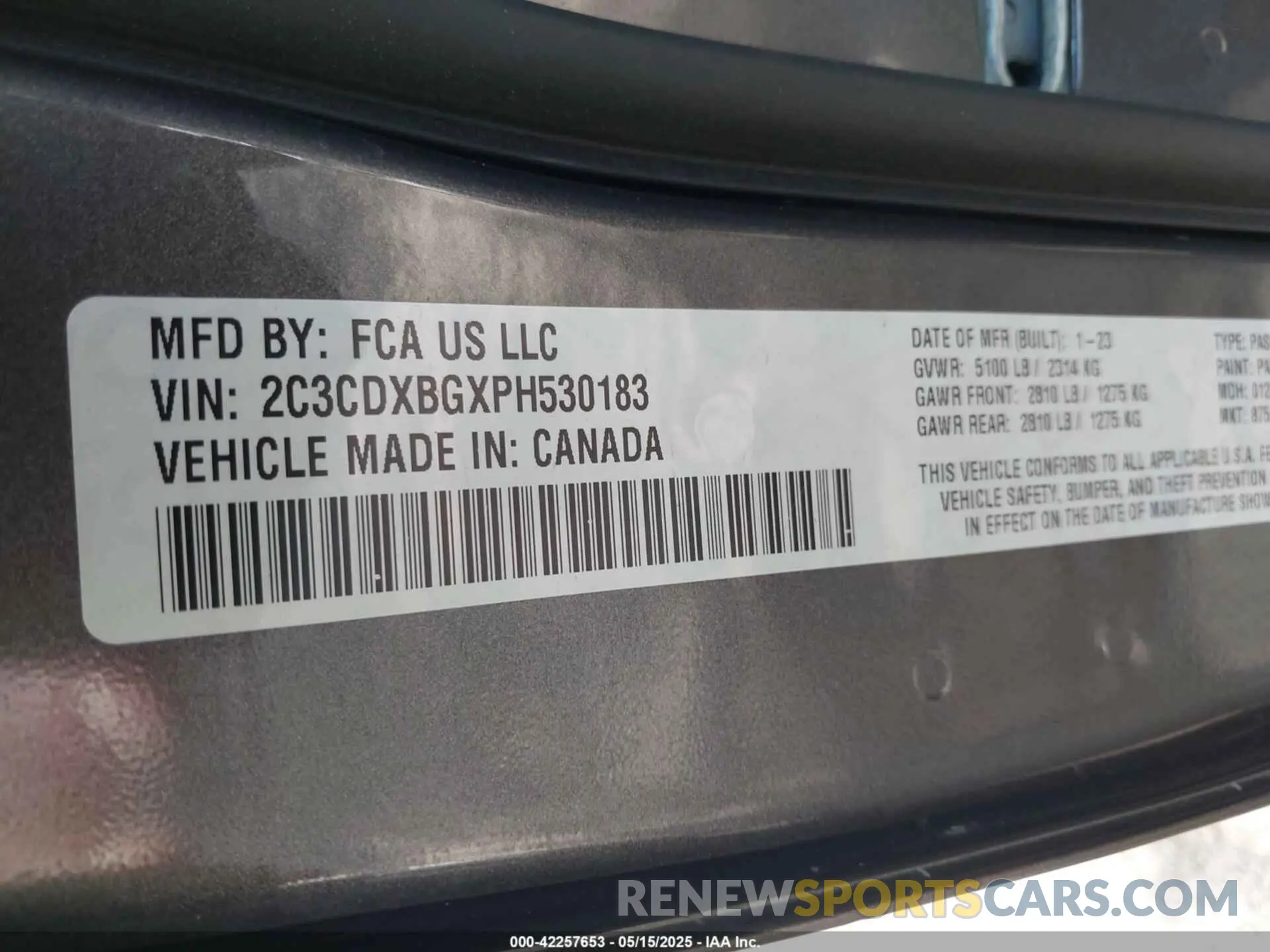 9 Photograph of a damaged car 2C3CDXBGXPH530183 DODGE CHARGER 2023