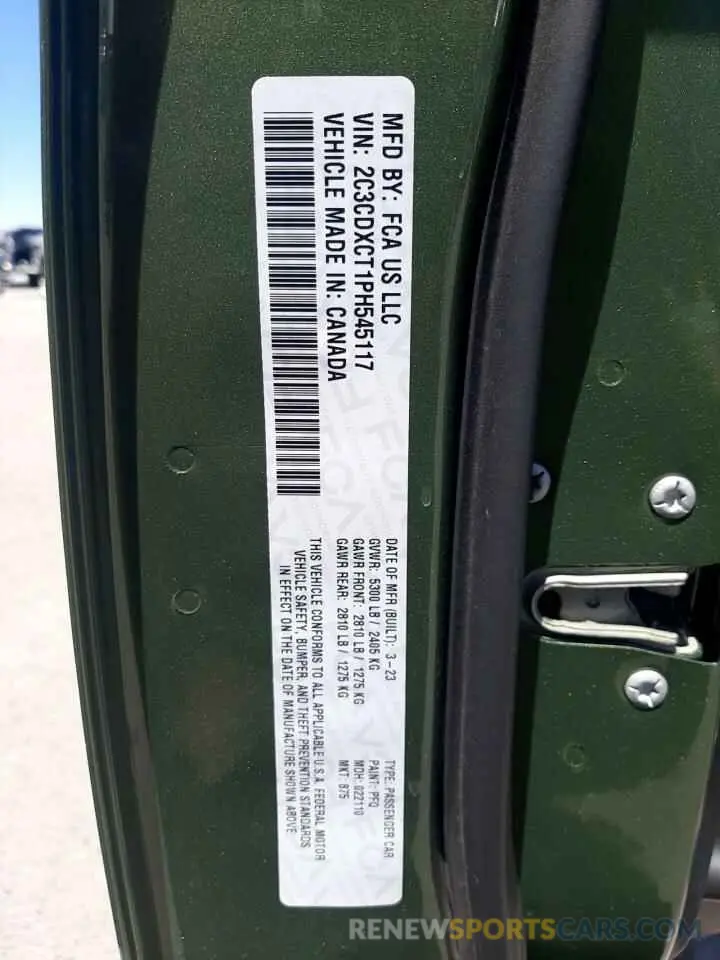 12 Photograph of a damaged car 2C3CDXCT1PH545117 DODGE CHARGER 2023