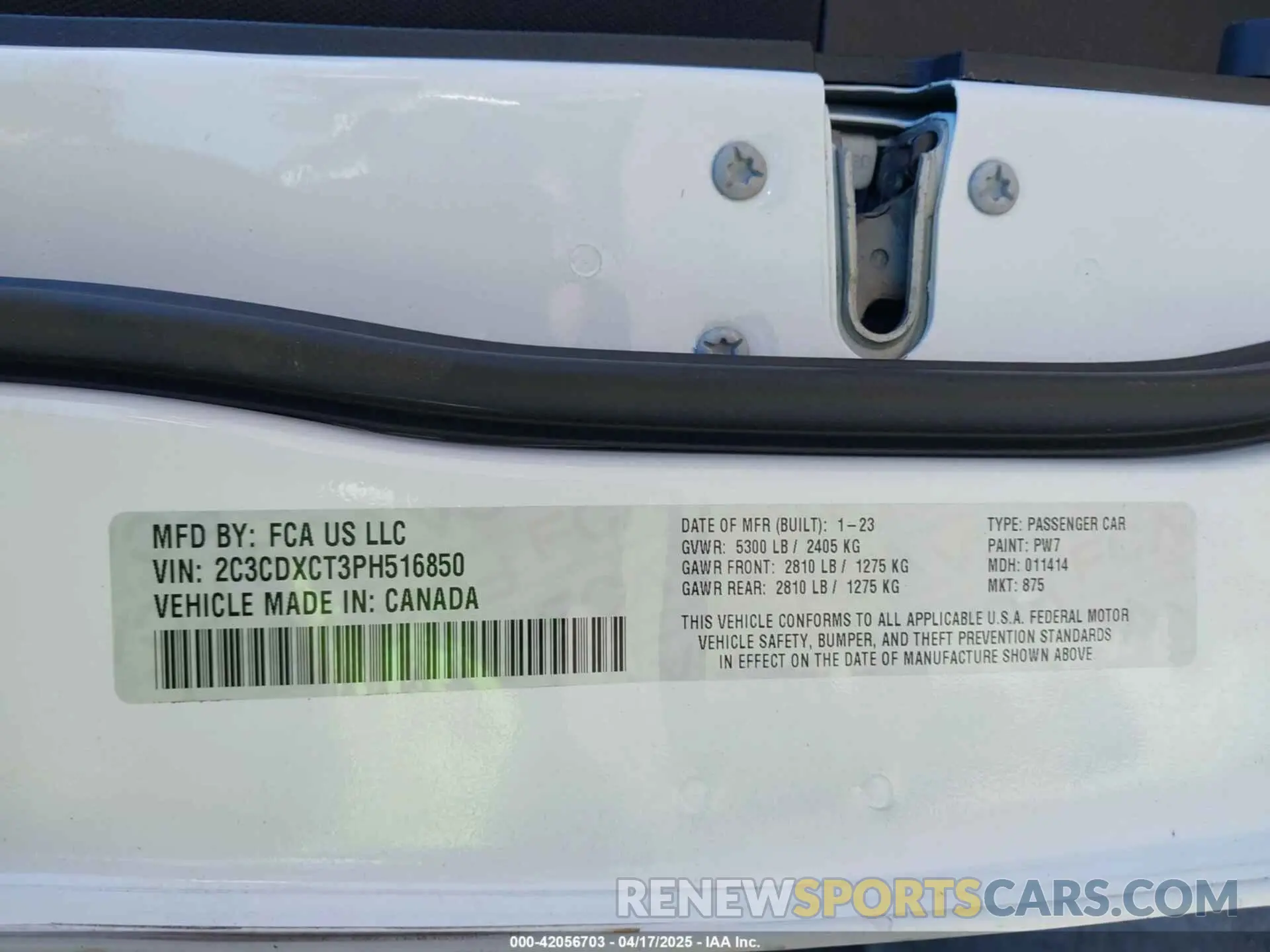 9 Photograph of a damaged car 2C3CDXCT3PH516850 DODGE CHARGER 2023