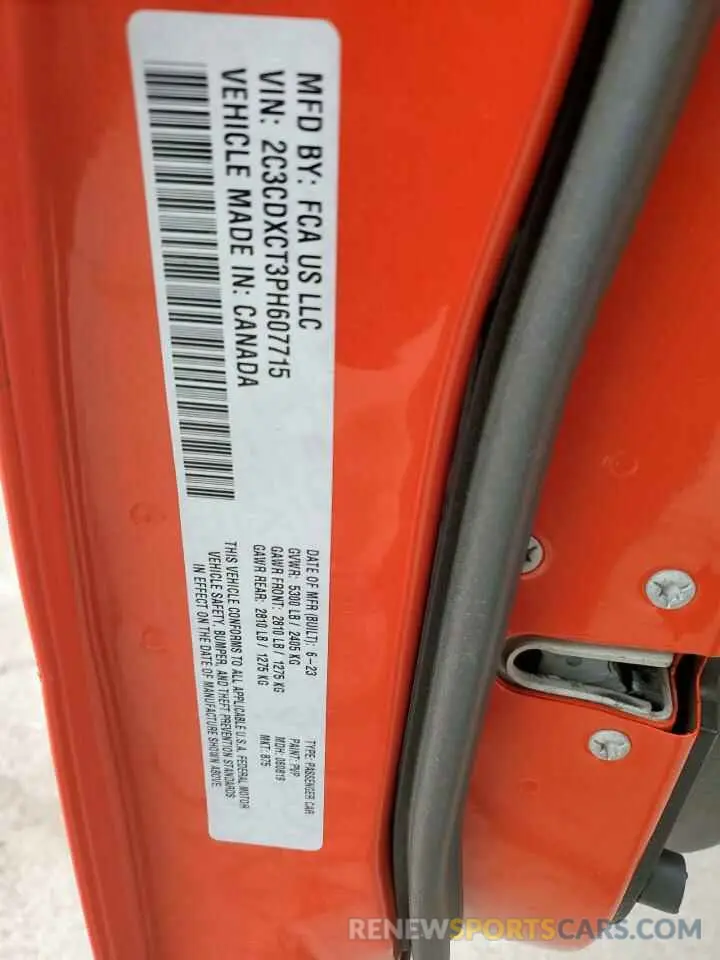 14 Photograph of a damaged car 2C3CDXCT3PH607715 DODGE CHARGER 2023