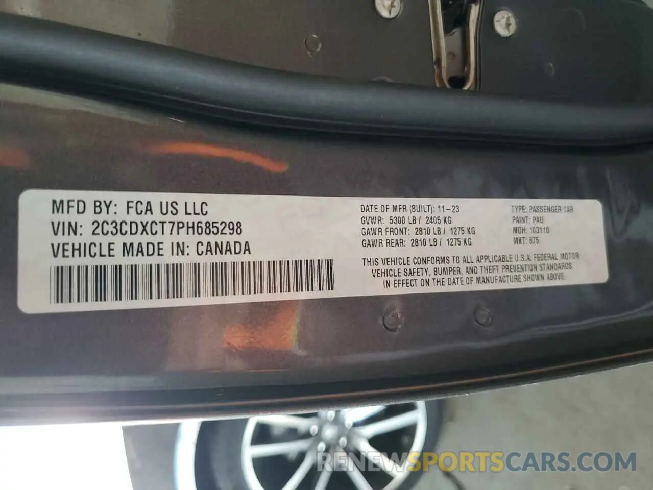 12 Photograph of a damaged car 2C3CDXCT7PH685298 DODGE CHARGER 2023