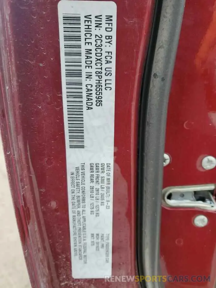 15 Photograph of a damaged car 2C3CDXCT8PH655985 DODGE CHARGER 2023