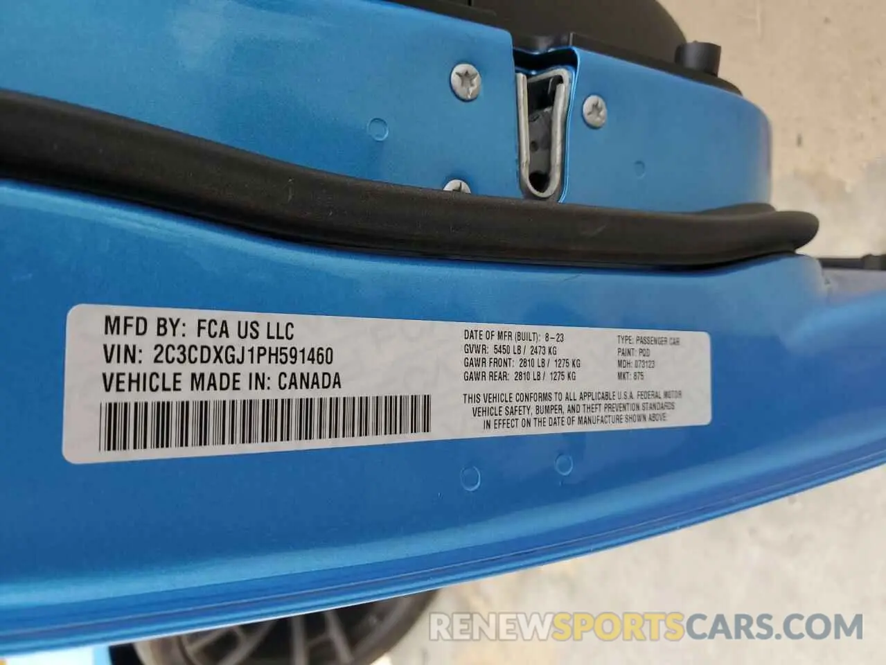 12 Photograph of a damaged car 2C3CDXGJ1PH591460 DODGE CHARGER 2023