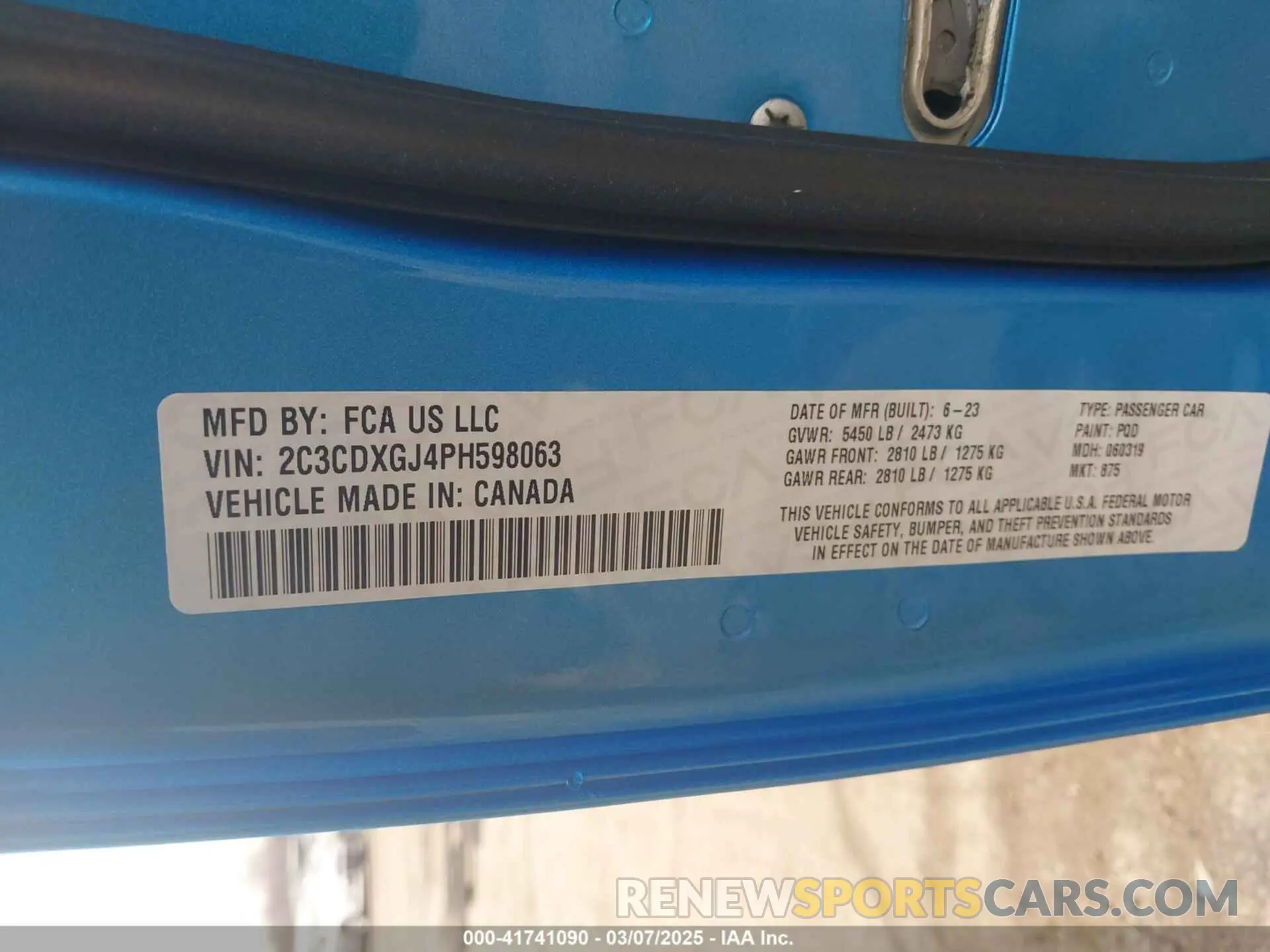 9 Photograph of a damaged car 2C3CDXGJ4PH598063 DODGE CHARGER 2023