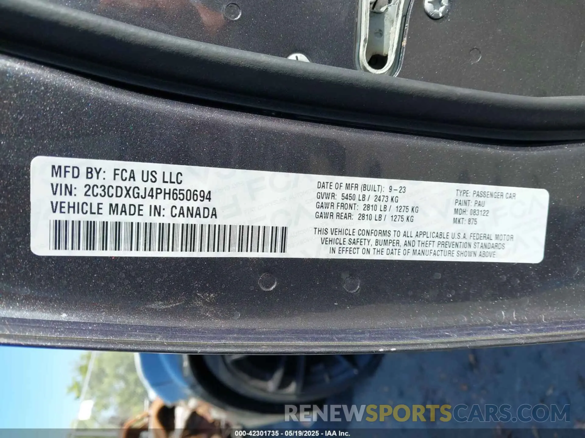 9 Photograph of a damaged car 2C3CDXGJ4PH650694 DODGE CHARGER 2023