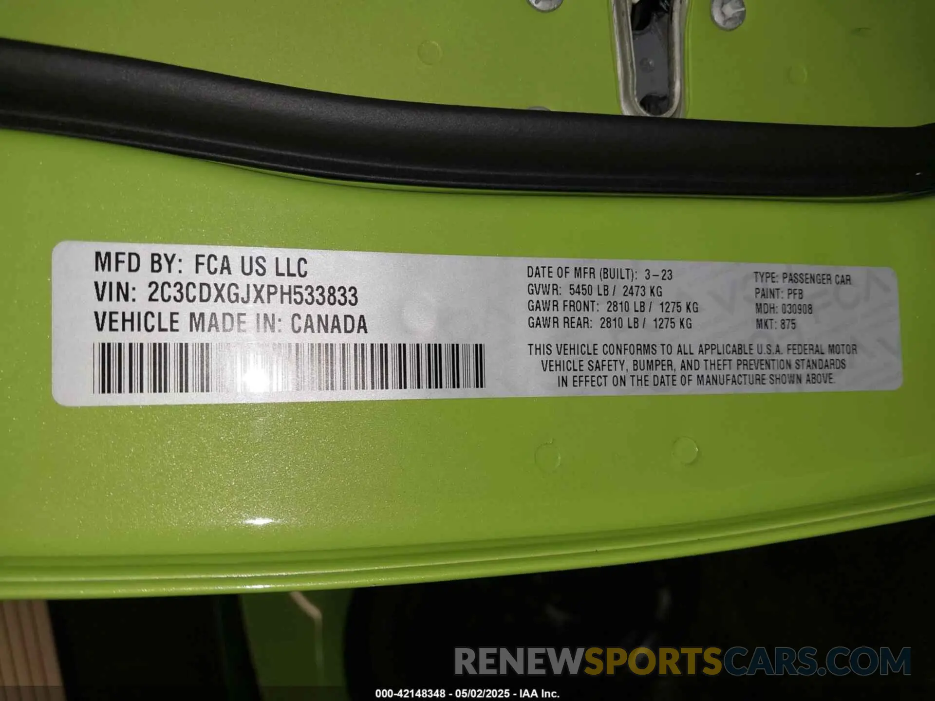 9 Photograph of a damaged car 2C3CDXGJXPH533833 DODGE CHARGER 2023