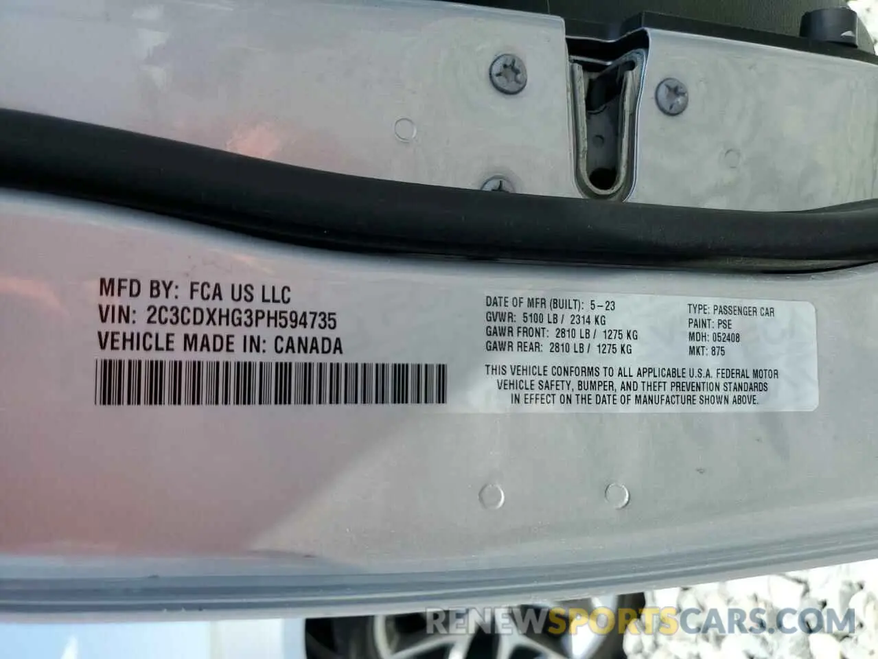 13 Photograph of a damaged car 2C3CDXHG3PH594735 DODGE CHARGER 2023