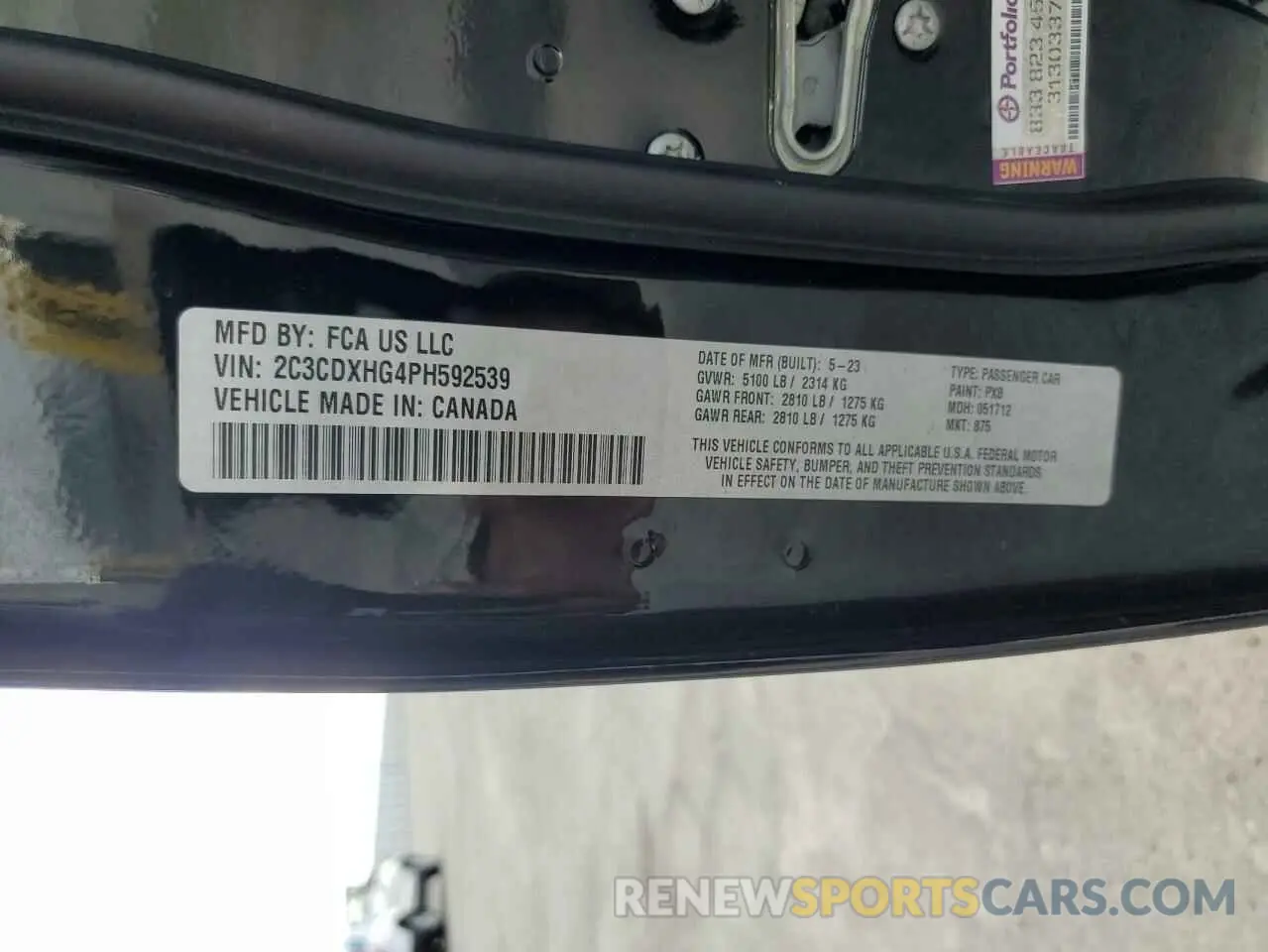 12 Photograph of a damaged car 2C3CDXHG4PH592539 DODGE CHARGER 2023