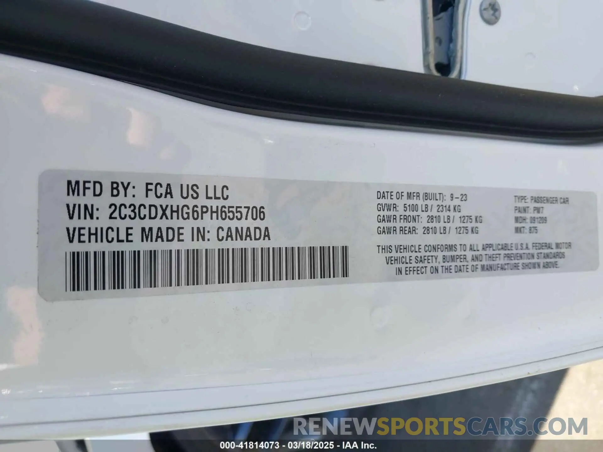 9 Photograph of a damaged car 2C3CDXHG6PH655706 DODGE CHARGER 2023