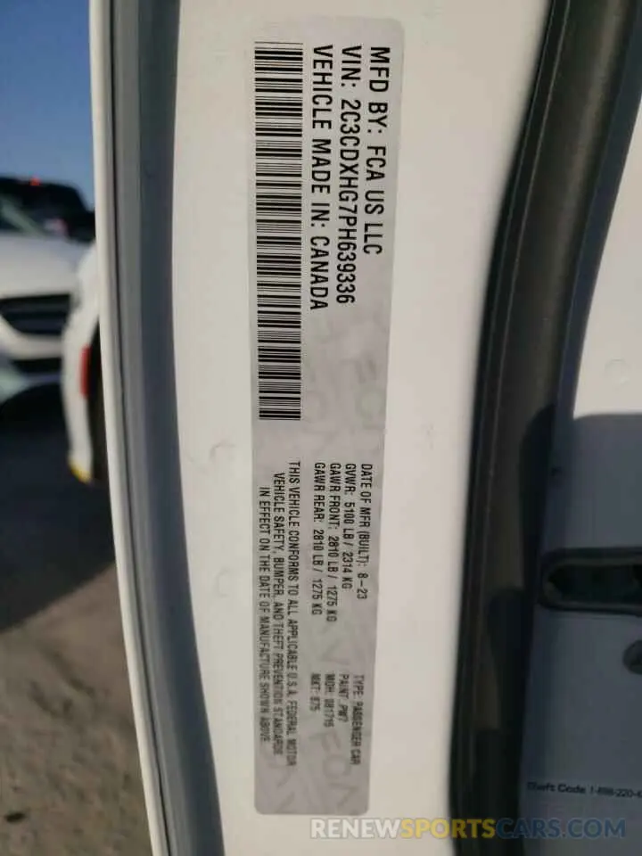 12 Photograph of a damaged car 2C3CDXHG7PH639336 DODGE CHARGER 2023