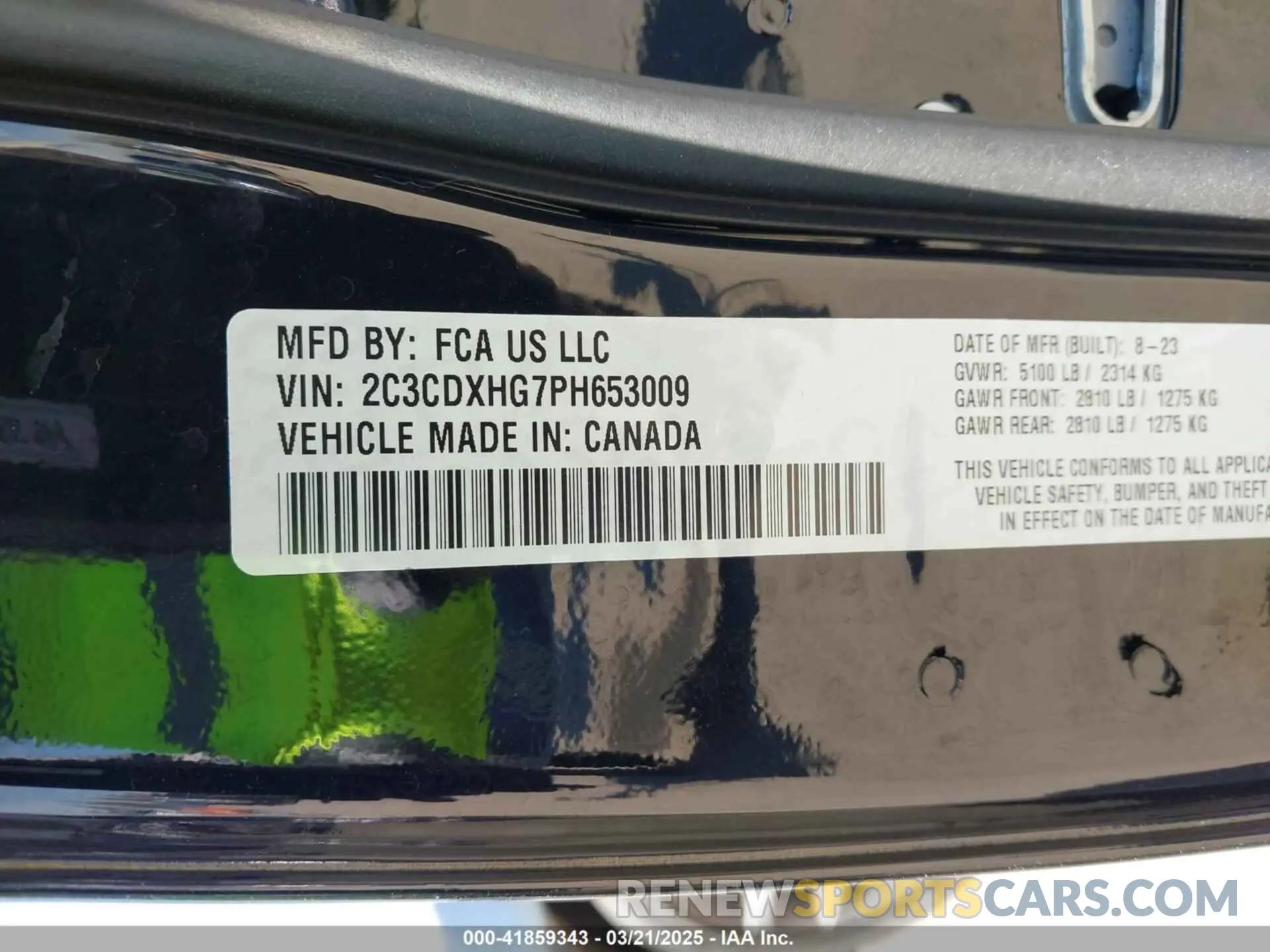 9 Photograph of a damaged car 2C3CDXHG7PH653009 DODGE CHARGER 2023