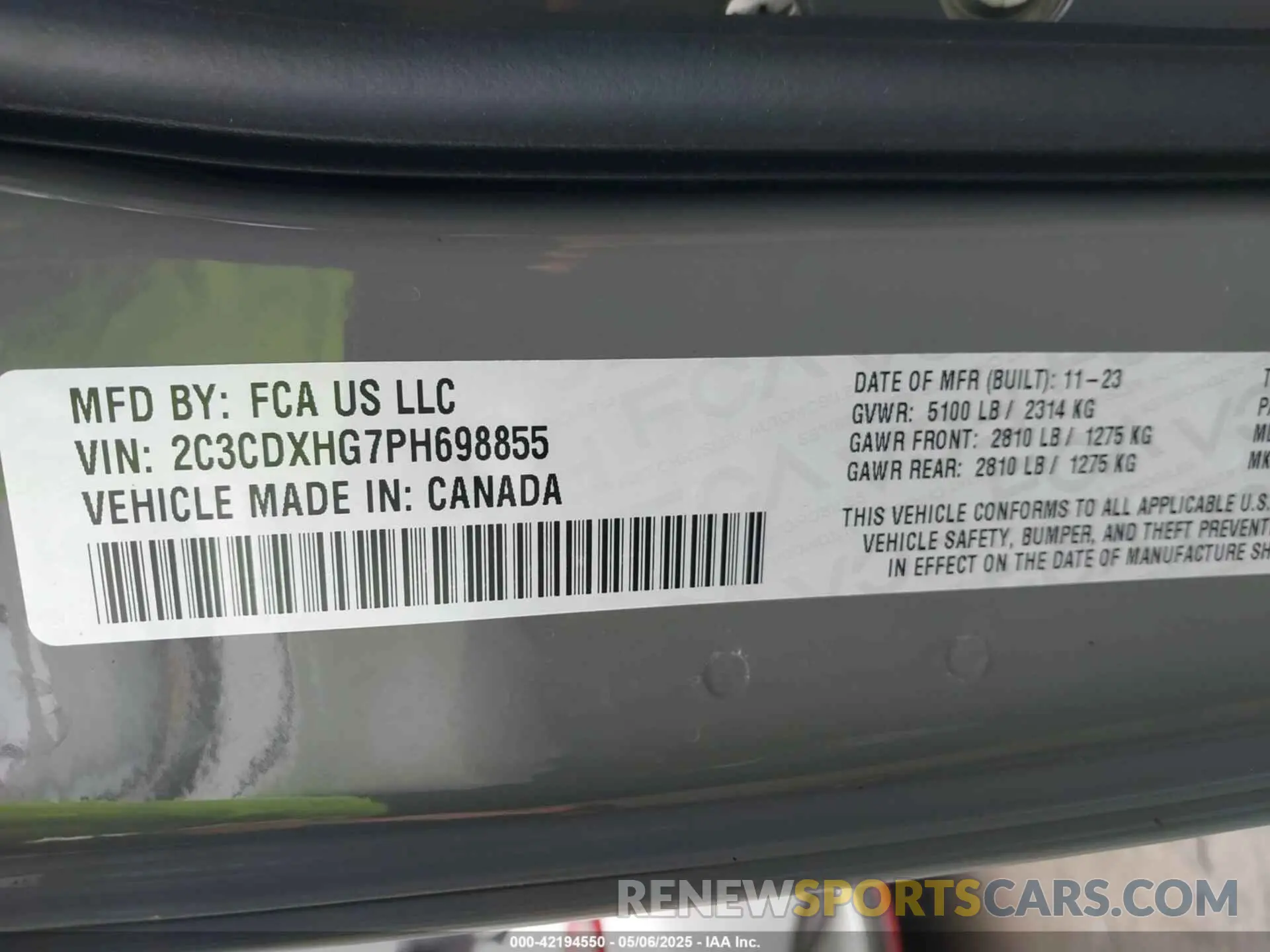 9 Photograph of a damaged car 2C3CDXHG7PH698855 DODGE CHARGER 2023