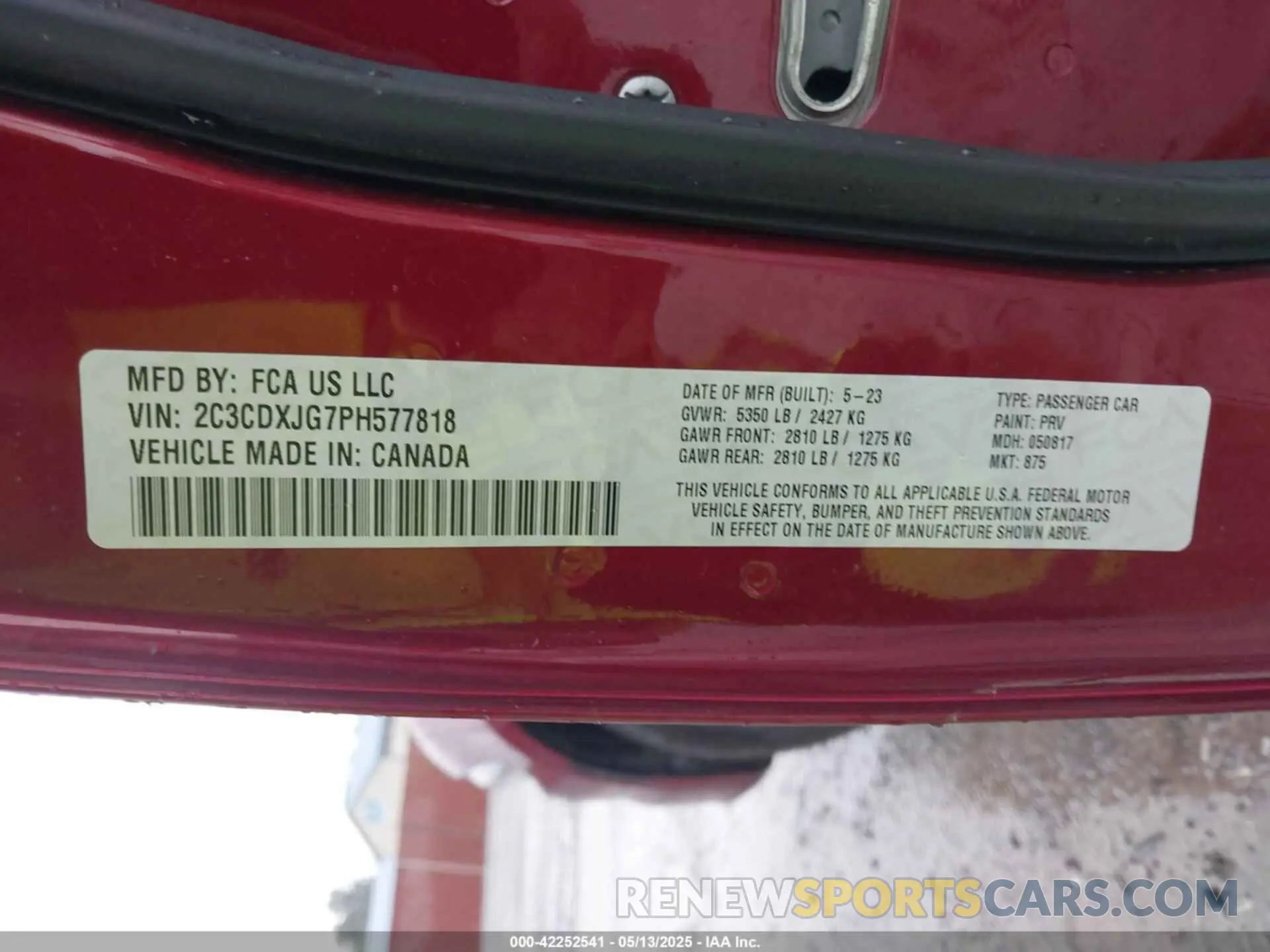 9 Photograph of a damaged car 2C3CDXJG7PH577818 DODGE CHARGER 2023