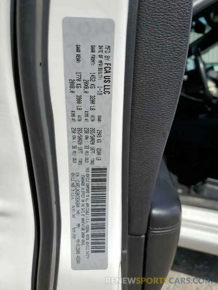 16 Photograph of a damaged car 1C4RDJAG9KC634244 DODGE DURANGO 2019