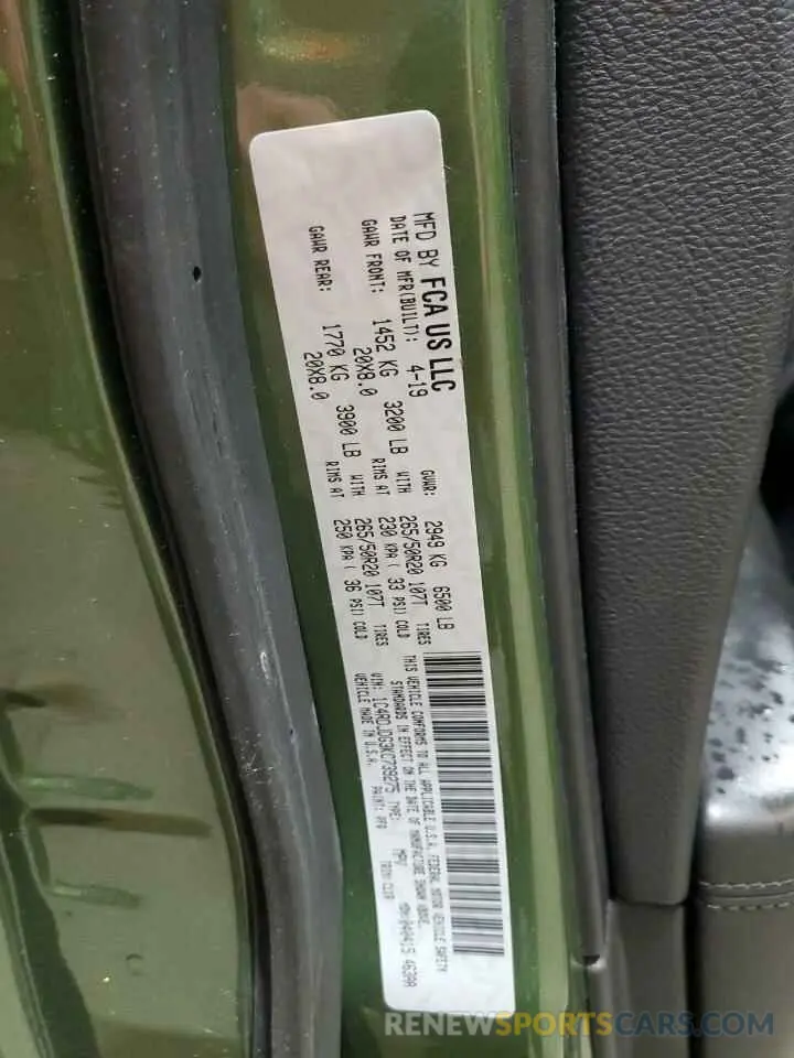 14 Photograph of a damaged car 1C4RDJDG3KC739275 DODGE DURANGO 2019