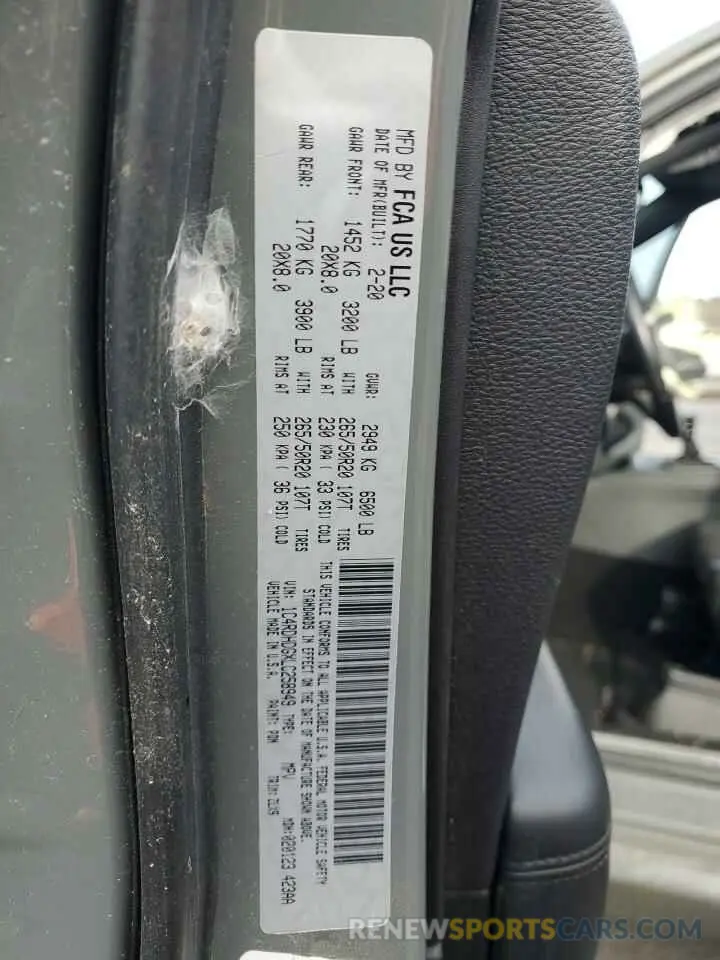 13 Photograph of a damaged car 1C4RDHDGXLC258949 DODGE DURANGO 2020