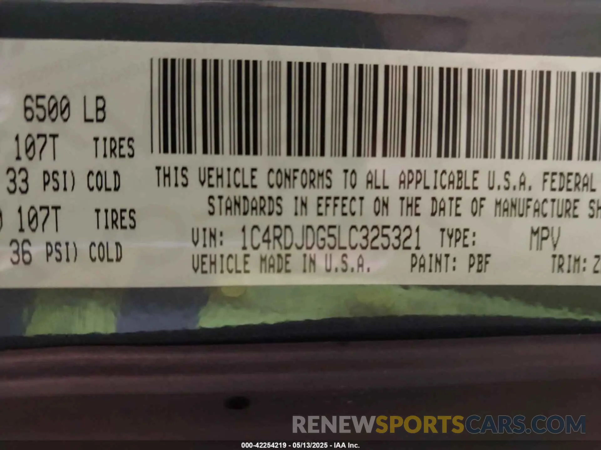 9 Photograph of a damaged car 1C4RDJDG5LC325321 DODGE DURANGO 2020