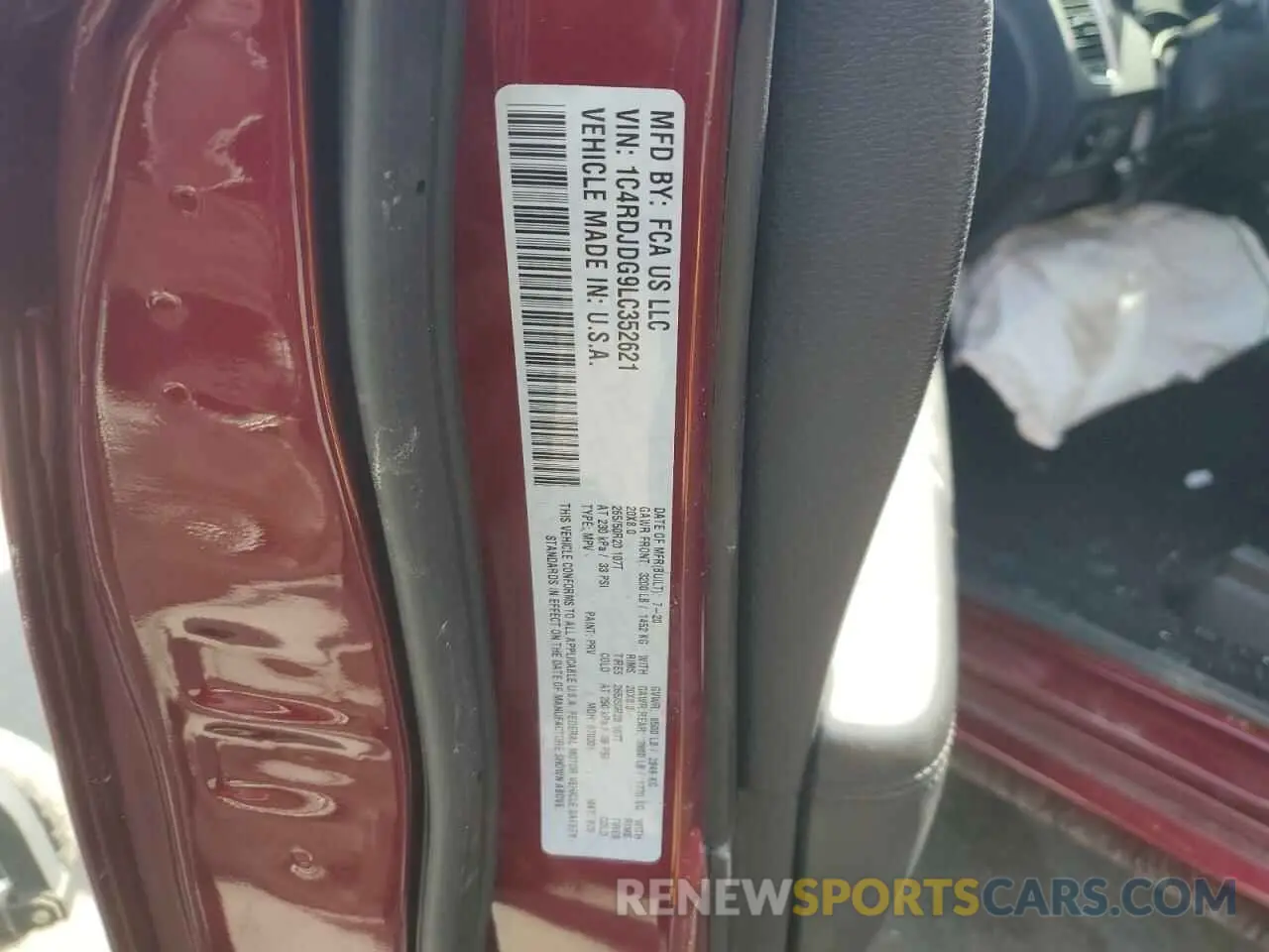 13 Photograph of a damaged car 1C4RDJDG9LC352621 DODGE DURANGO 2020