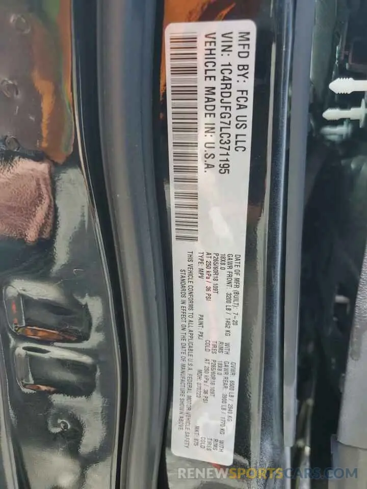 13 Photograph of a damaged car 1C4RDJFG7LC371195 DODGE DURANGO 2020