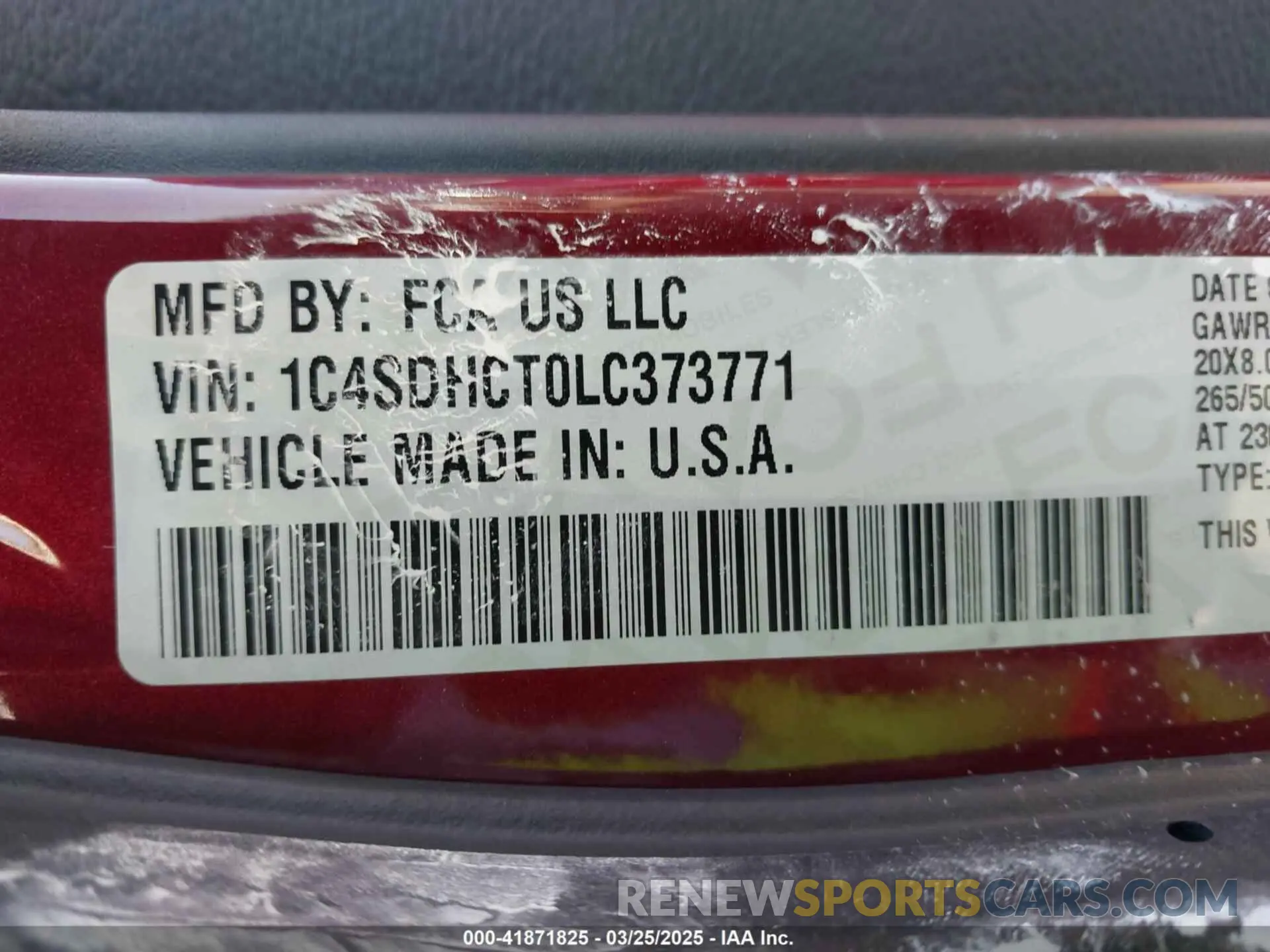 9 Photograph of a damaged car 1C4SDHCT0LC373771 DODGE DURANGO 2020