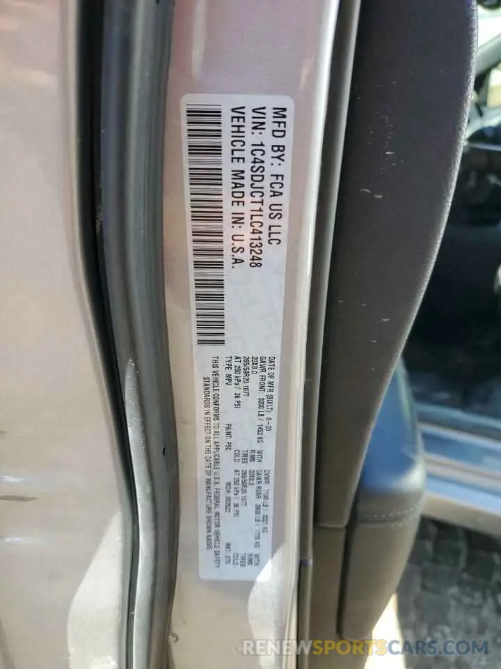 14 Photograph of a damaged car 1C4SDJCT1LC413248 DODGE DURANGO 2020